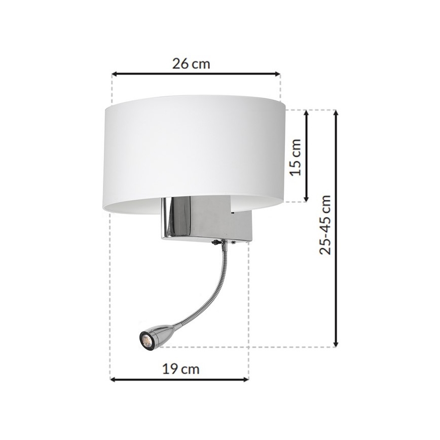 LED-Wandleuchte CASINO 1xE27/60W/230V + LED/1W/230V weiß