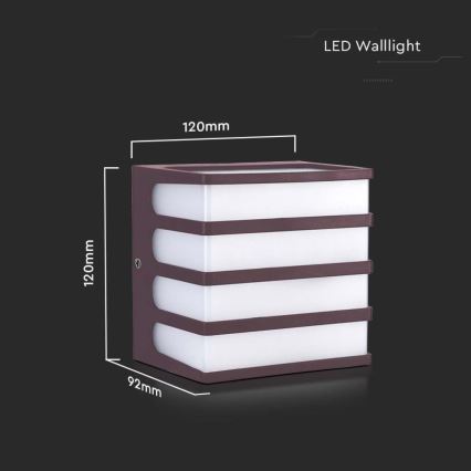 LED-Wandleuchte für den Außenbereich LED/8W/230V IP65 3000K braun