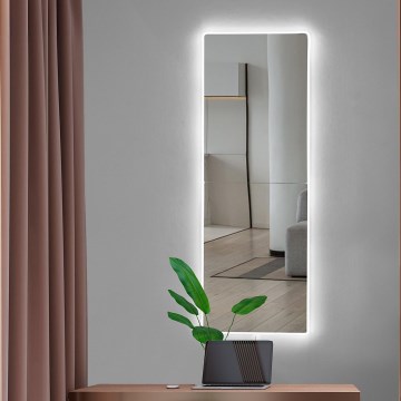 LED Wandleuchte mit Spiegel und Hintergrundbeleuchtung RECTANGULAR 80x20 cm Weiß