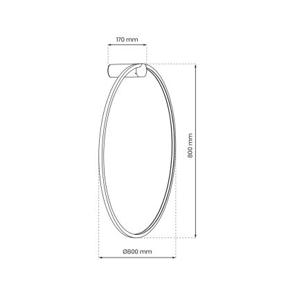 LED Wandleuchte SATURNO LED/46W/230V Ø 80 cm IP44 Anthrazit
