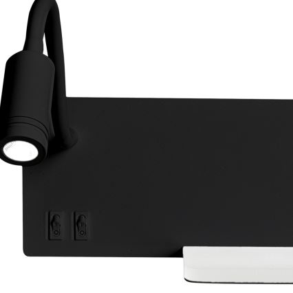 LED Wandleuchte SHELF 1xLED/4W+1xLED/5W+1xLED/2W/230V schwarz