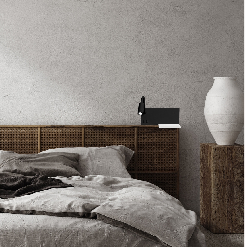 LED-Wandleuchte SHELF LED/4W+LED/5W+LED/2W/230V schwarz