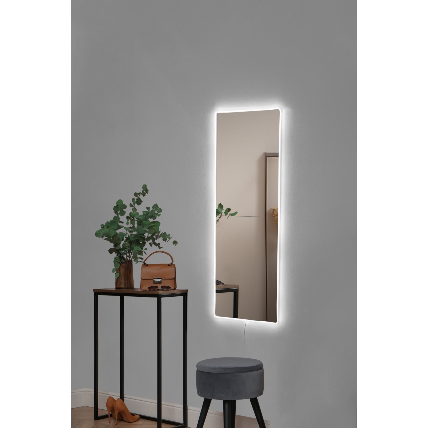 LED Wandleuchte mit Spiegel und Hintergrundbeleuchtung RECTANGULAR 80x20 cm Weiß