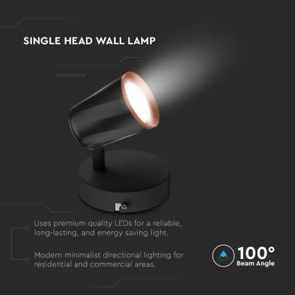 LED Wandleuchte Spot LED/5W/230V 4000K Schwarz