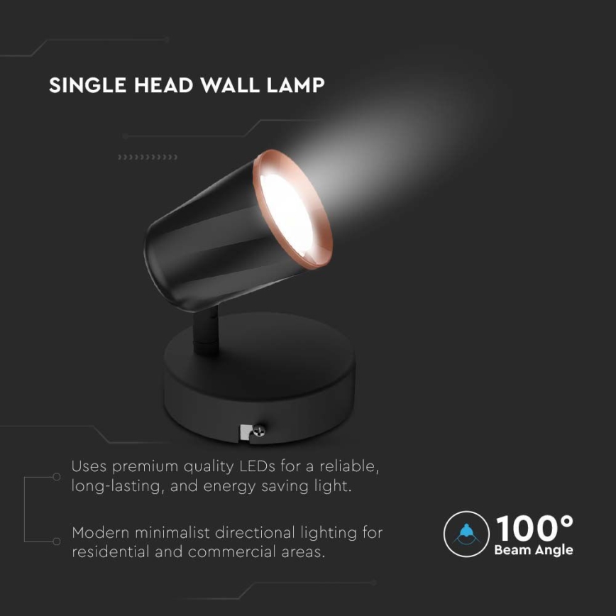 LED Wandleuchte Spot LED/5W/230V 4000K Schwarz