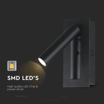 LED-Wandspot LED/2W/230V 3000K schwarz