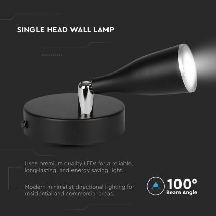 LED Wandspot LED/4,5W/230V 3000K schwarz