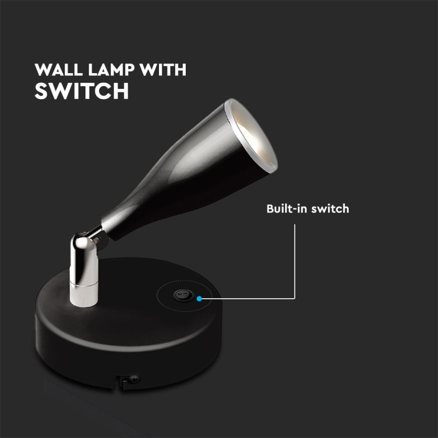 LED Wandspot LED/4,5W/230V 3000K schwarz