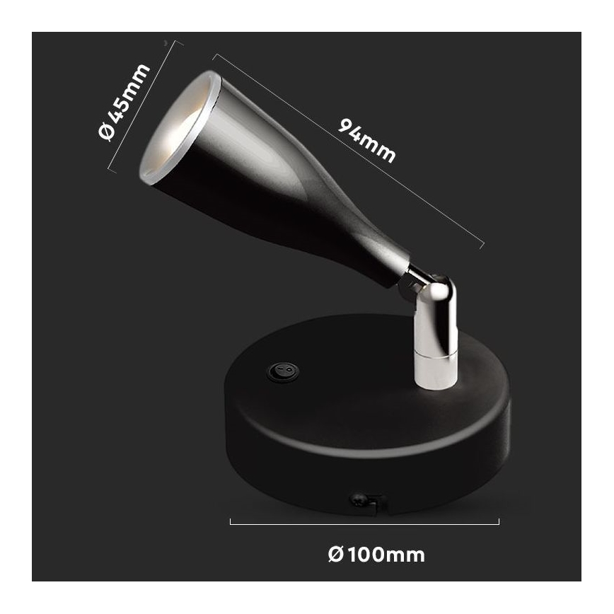 LED Wandspot LED/4,5W/230V 3000K schwarz