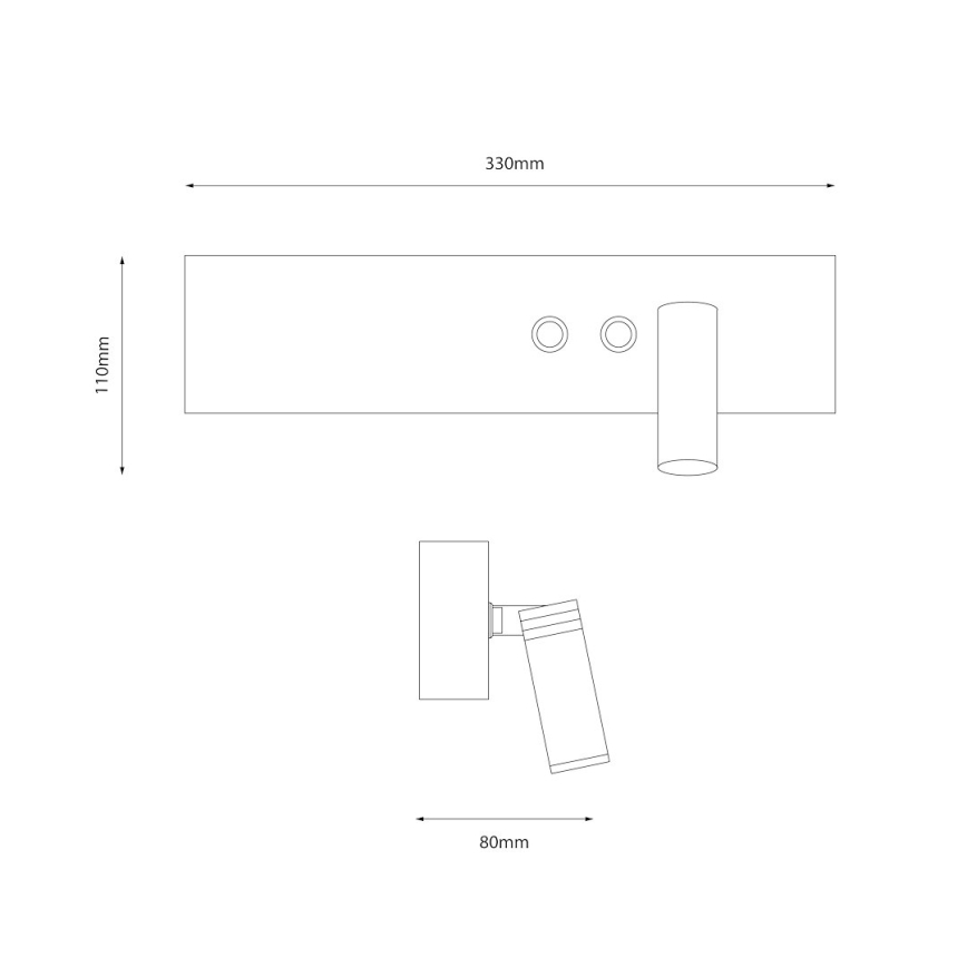 LED-Wandspot RESORT LED/10W/230V + LED/3W schwarz rechts