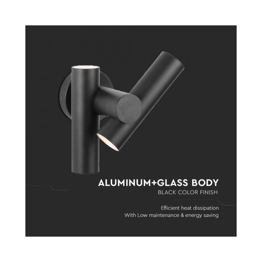 Flexibler LED-Wandstrahler für den Außenbereich 2xLED/3W/230V 3000K IP44 schwarz