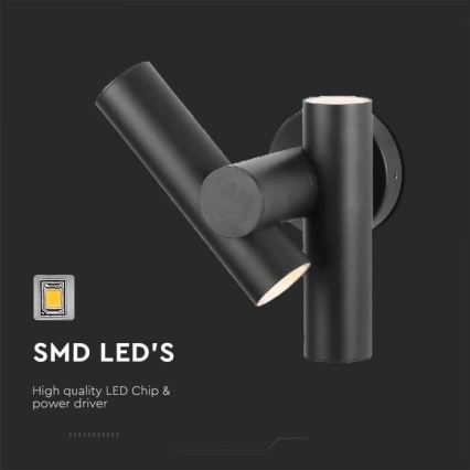 Flexibler LED-Wandstrahler für den Außenbereich 2xLED/3W/230V 3000K IP44 schwarz