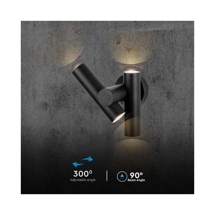 Flexibler LED-Wandstrahler für den Außenbereich 2xLED/3W/230V 3000K IP44 schwarz