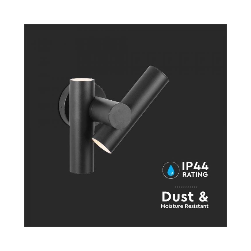 Flexibler LED-Wandstrahler für den Außenbereich 2xLED/3W/230V 3000K IP44 schwarz