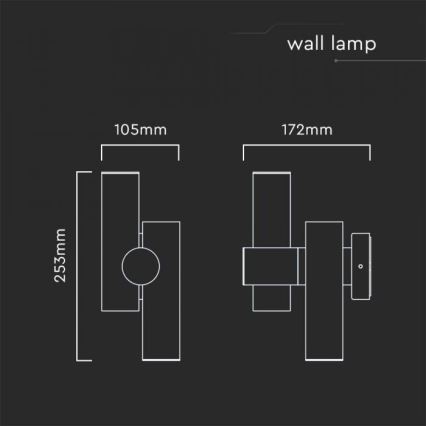 Flexibler LED-Wandstrahler für den Außenbereich 2xLED/3W/230V 3000K IP44 schwarz