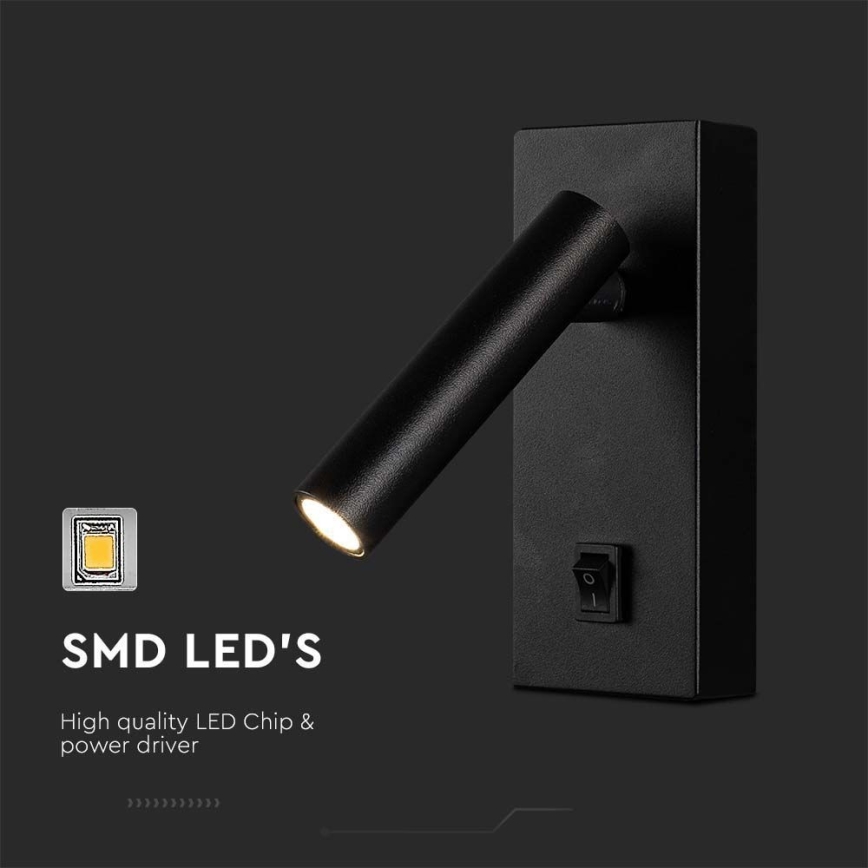 LED-Wandstrahler LED/2W/230V 4000K schwarz