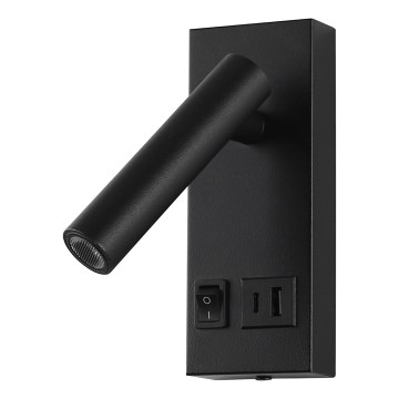 LED-Wandstrahler mit USB LED/2W/230V schwarz