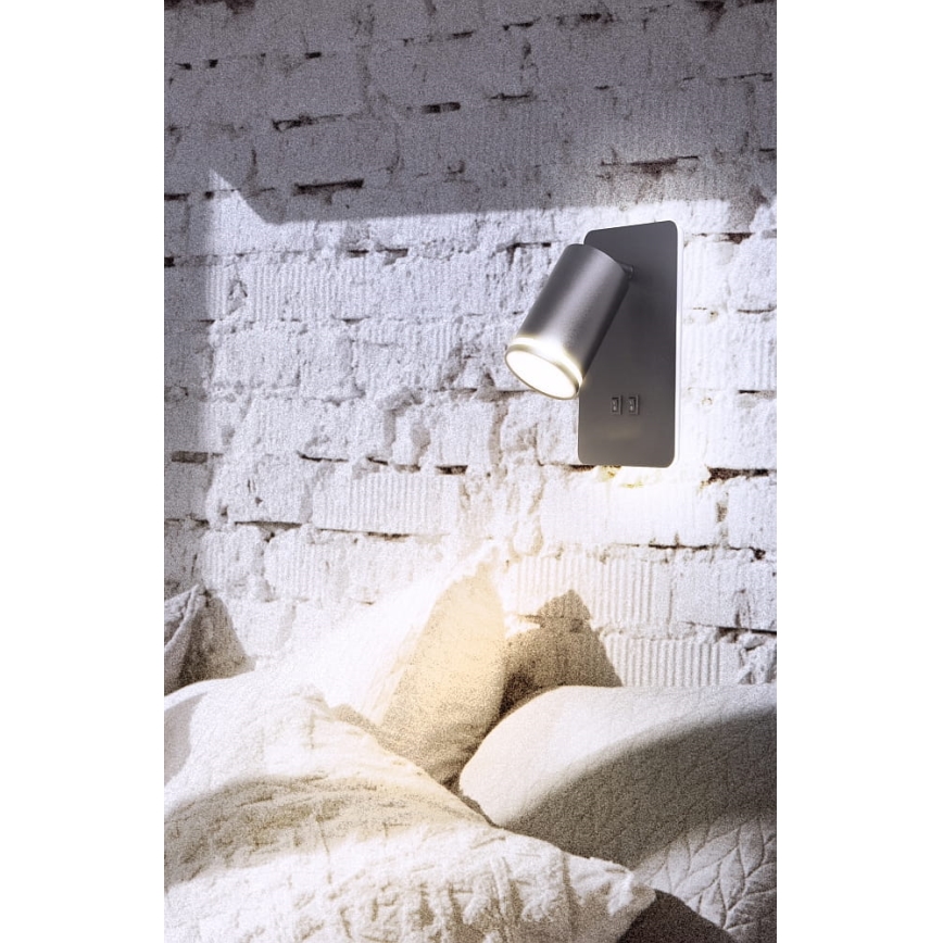 LED-Wandstrahler PARIS 1xGU10/10W/230V + LED/6W/230V schwarz