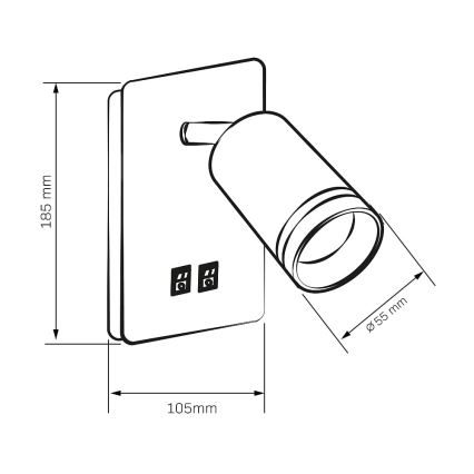 LED-Wandstrahler PARIS 1xGU10/10W/230V + LED/6W/230V weiß