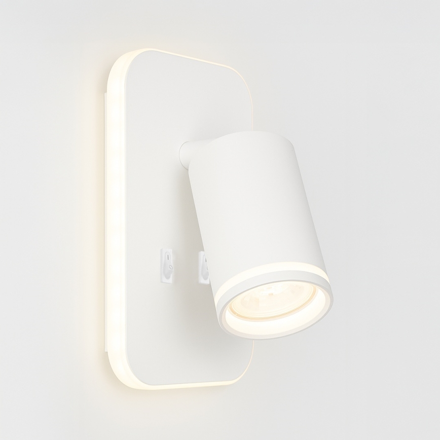 LED-Wandstrahler PIPE 1x GU10/10W/230V + LED/6W, weiß