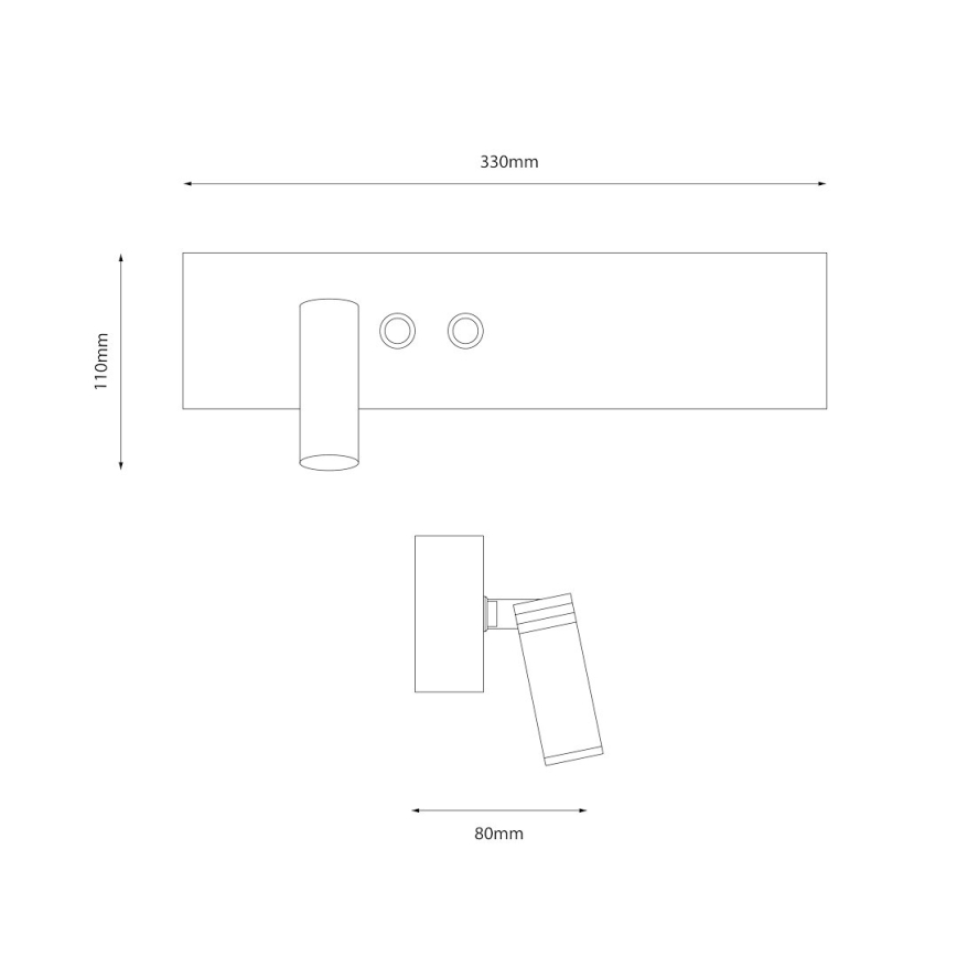 LED-Wandstrahler RESORT LED/10W/230V + LED/3W, weiß, links