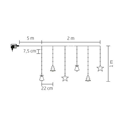 LED Weihnachskette für Außen 186xLED 7m IP44 kaltweiß