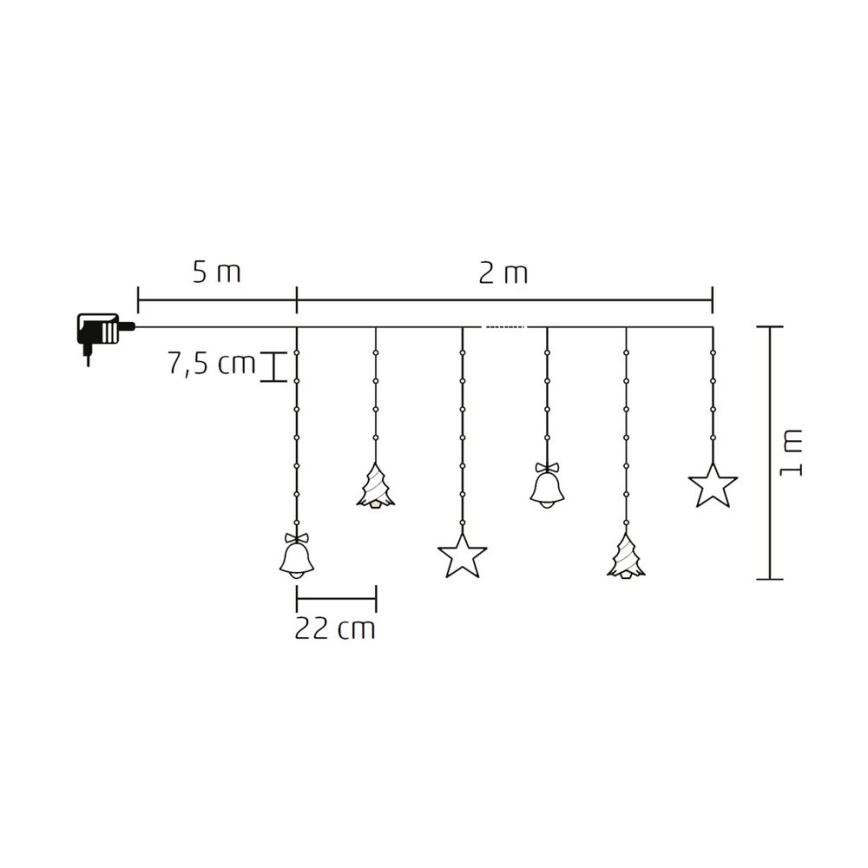 LED Weihnachskette für Außen 186xLED 7m IP44 kaltweiß