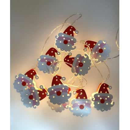LED Weihnachts-Außen-Lichterkette 10xLED/2xAA 1,65 m IP44 warmweiß santa