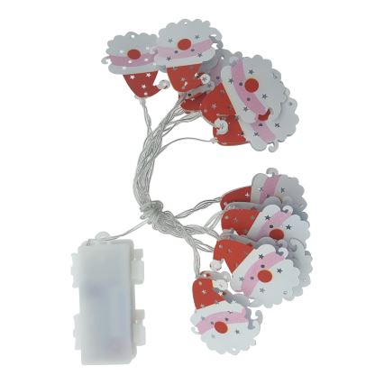 LED Weihnachts-Außen-Lichterkette 10xLED/2xAA 1,65 m IP44 warmweiß santa