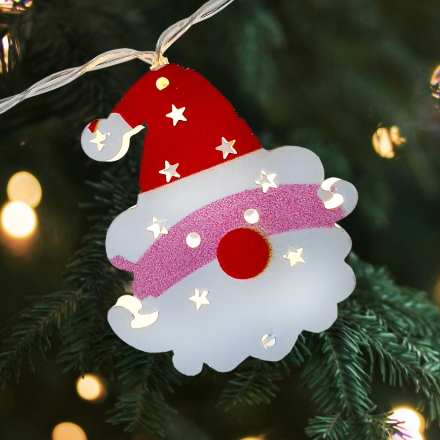 LED-Weihnachts-Außenlichterkette 10xLED/2xAA 1,65 m IP44 warmweiß Santa