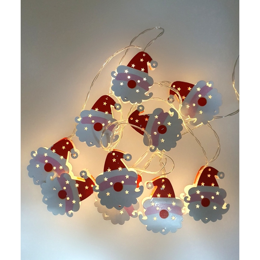 LED-Weihnachts-Außenlichterkette 10xLED/2xAA 1,65 m IP44 warmweiß Santa