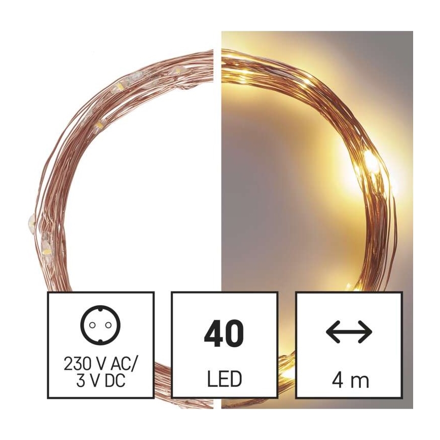 LED Weihnachts-Außenlichterkette 40xLED/9m IP44 warmweiß