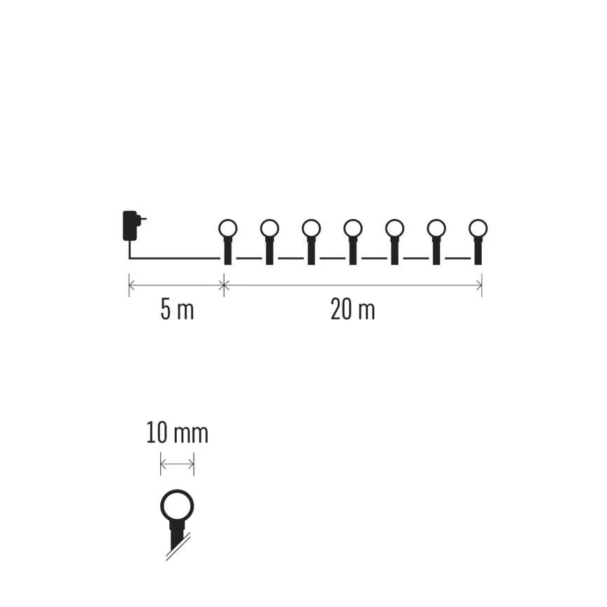 LED-Weihnachts-Lichterkette 200×LED, 8 Funktionen, 20 m, IP44, warmweiß