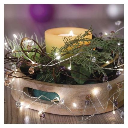 LED-Weihnachts-Lichterkette 40xLED/3xAA 1,5 m warmweiß
