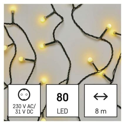 LED Weihnachts-Lichterkette 80xLED/230V/8 Funktionen 13m IP44 warmweiß
