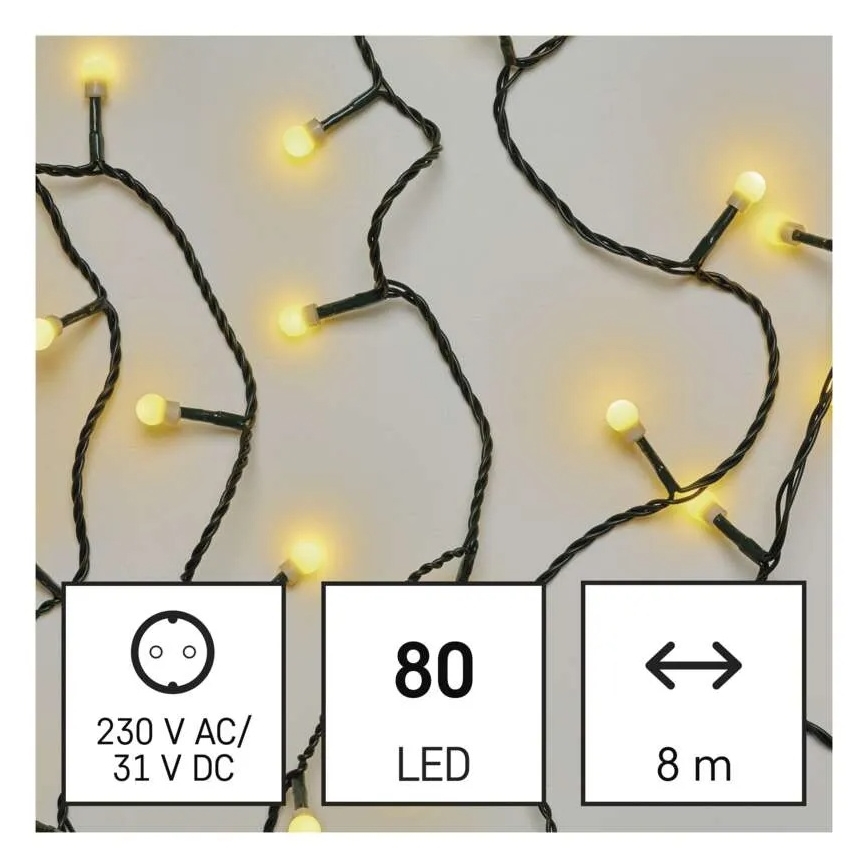 LED Weihnachts-Lichterkette 80xLED/230V/8 Funktionen 13m IP44 warmweiß