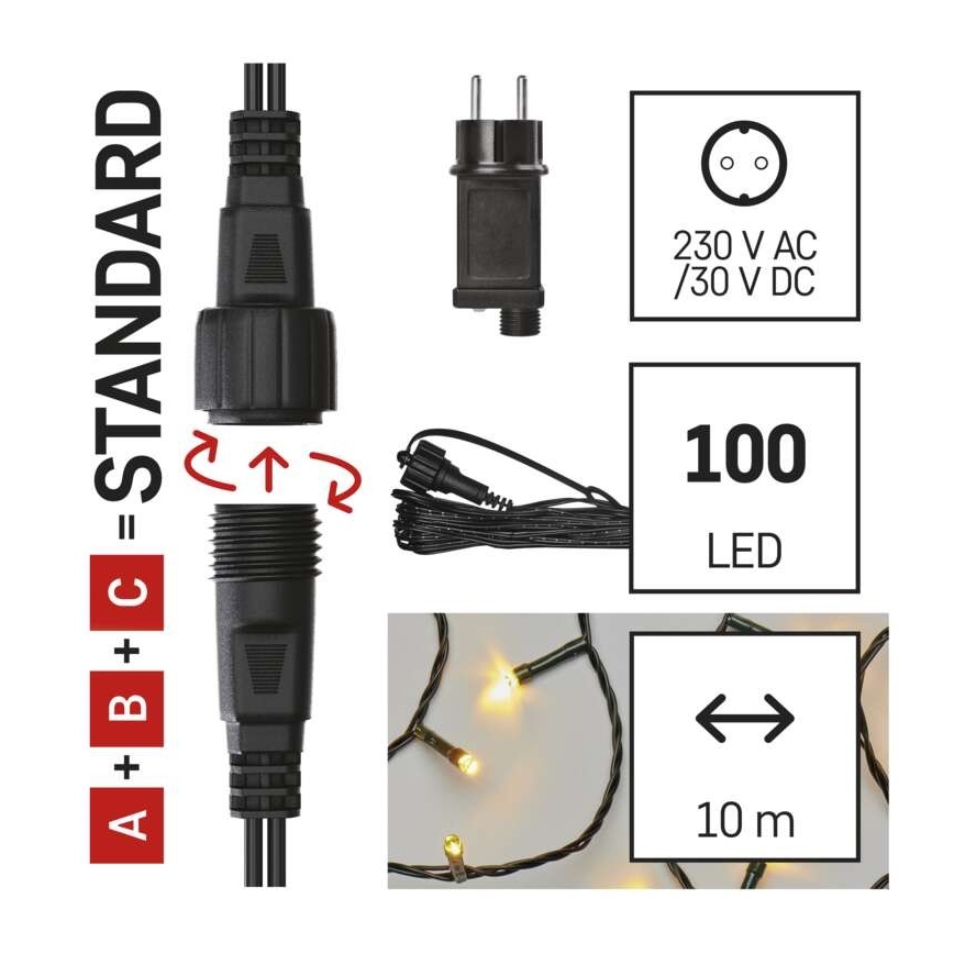 LED Weihnachts-Lichterkette für den Außenbereich 100xLED/15m IP44 warmweiß