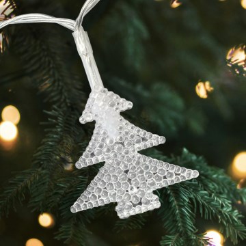 LED Weihnachts-Lichterkette für den Außenbereich 20xLED/2xAA 2,2 m IP44 mehrfarbig Tannenbäume