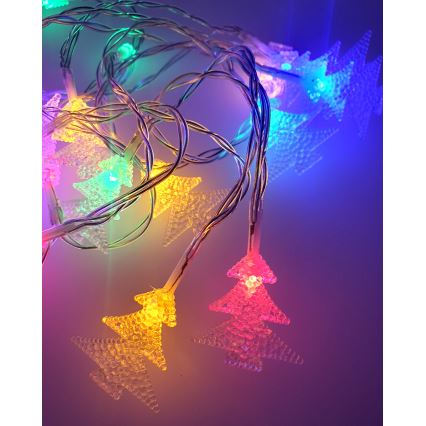 LED Weihnachts-Lichterkette für den Außenbereich 20xLED/2xAA 2,2 m IP44 mehrfarbig Tannenbäume