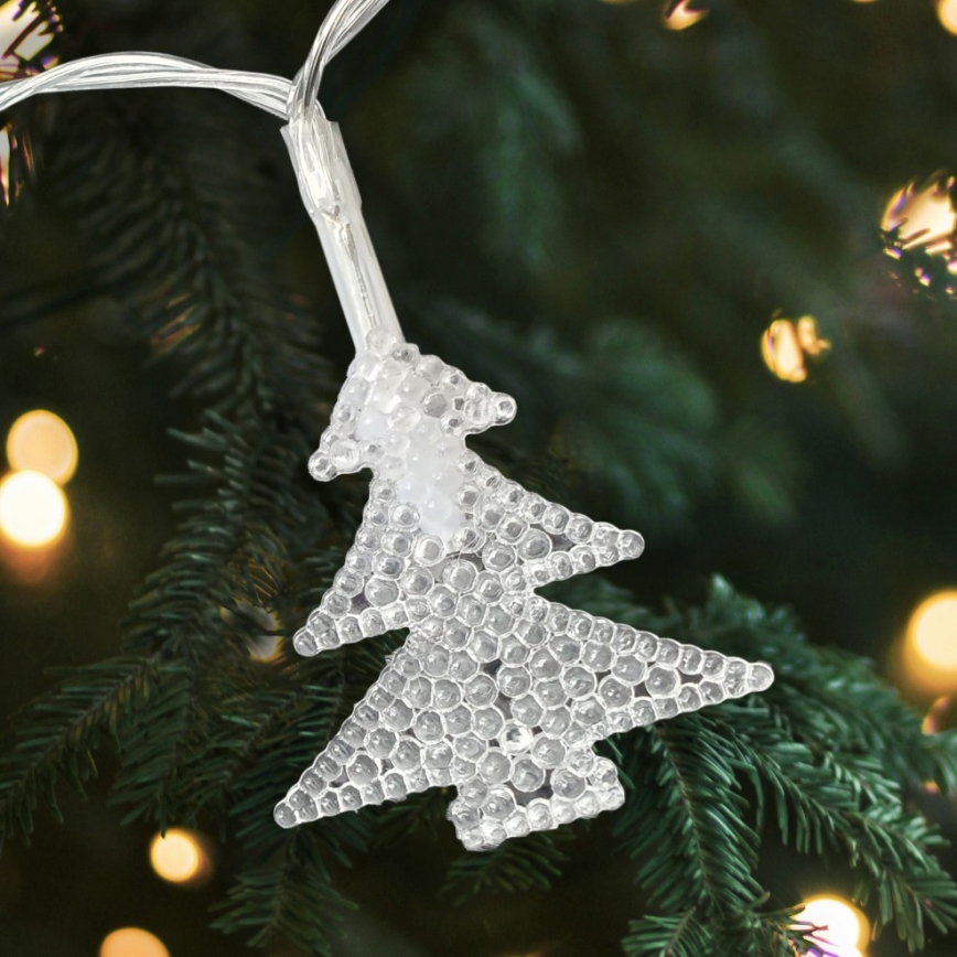 LED-Weihnachts-Lichterkette für den Außenbereich 20xLED/2xAA 2,2 m IP44 mehrfarbige Tannenmotive