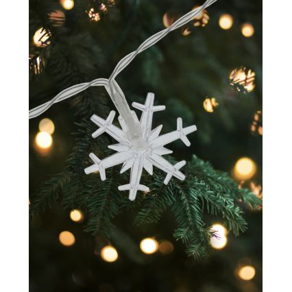 LED-Weihnachts-Lichterkette für den Außenbereich 20xLED/2xAA 2,2 m IP44 warmweiß Schneeflocken
