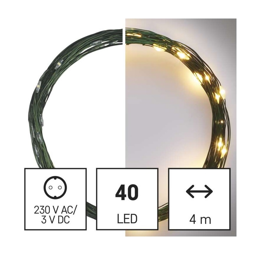 LED Weihnachts-Lichterkette für den Außenbereich 40xLED/9m IP44 warmweiß