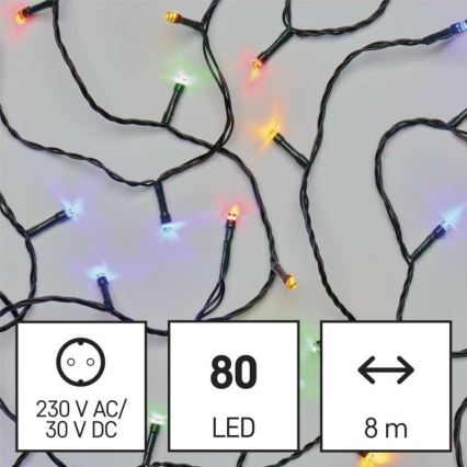 LED-Weihnachts-Lichterkette für den Außenbereich 80xLED/13m IP44 mehrfarbig