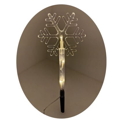 LED-Weihnachtsdeko für den Außenbereich – Schneeflocke, 3xLED/2xAA, IP44, warmweiß