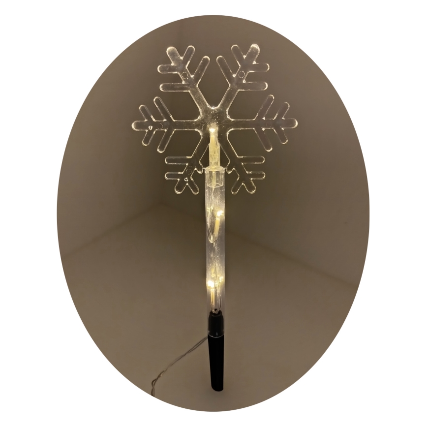 LED-Weihnachtsdeko für den Außenbereich – Schneeflocke, 3xLED/2xAA, IP44, warmweiß