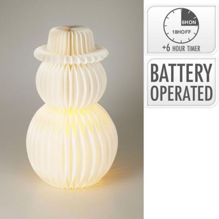 LED Weihnachtsdekoration 12xLED/3xAA 39 cm warmweiß Schneemann