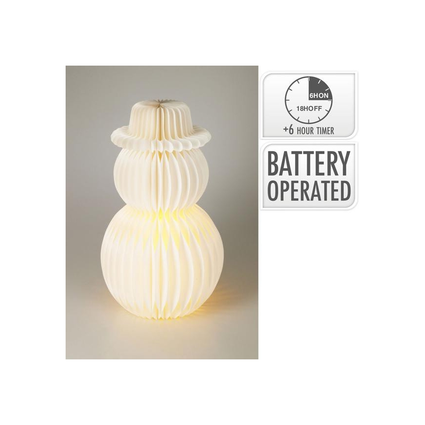LED Weihnachtsdekoration 12xLED/3xAA 39 cm warmweiß Schneemann