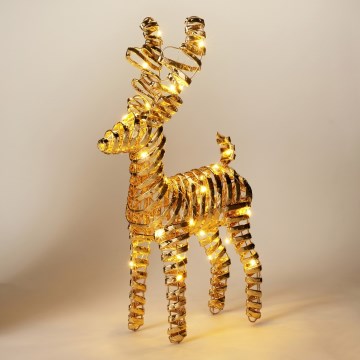 LED-Weihnachtsdekoration 30xLED/3xAA 37 cm warmweiß Rentier/gold