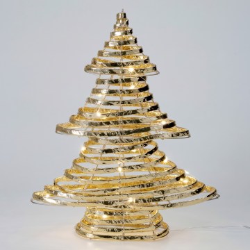 LED Weihnachtsdekoration 30xLED/3xAA 40 cm warmweiß Tannenbaum/gold