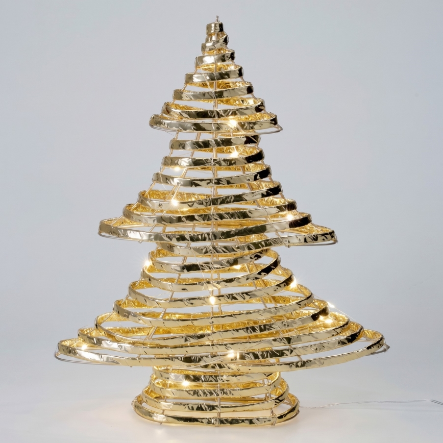 LED Weihnachtsdekoration 30xLED/3xAA 40 cm warmweiß Tannenbaum/gold